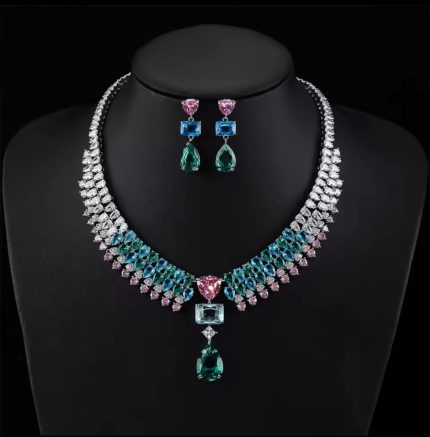 Luxury Cubic Zirconia Necklace & Earring Set -  2 piece set