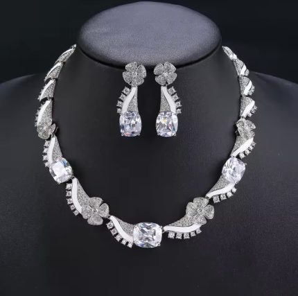 Luxury Cubic Zirconia Necklace & Earring Bridal set - 2 piece set