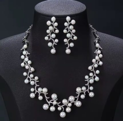 REA Pearl & Cubic zirconia Wedding Jewelry Set