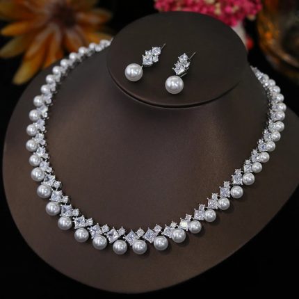 IRO Classic Pearl & CZ Bridal Jewelry Set