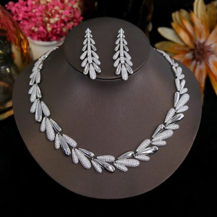 Luxury Dubai Leaf CZ Jewelry Set